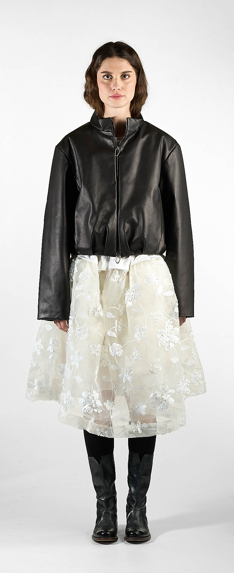 DANIELE BASTA LEATHER AND SILVER JACKET
